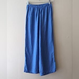 Flax 100% Linen Pull On Wide Leg Pants Lightweight Pockets Size P (4-6)